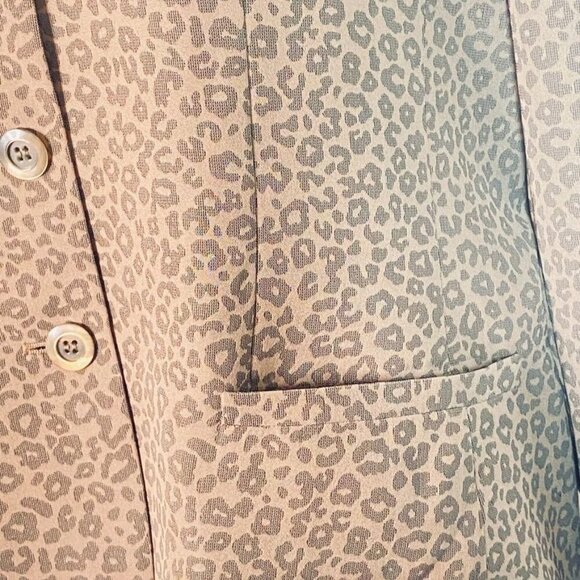Le Suit Olive & Deep Green Leopard Print Blazer Size 12 Tailored Waist - Picture 6 of 8